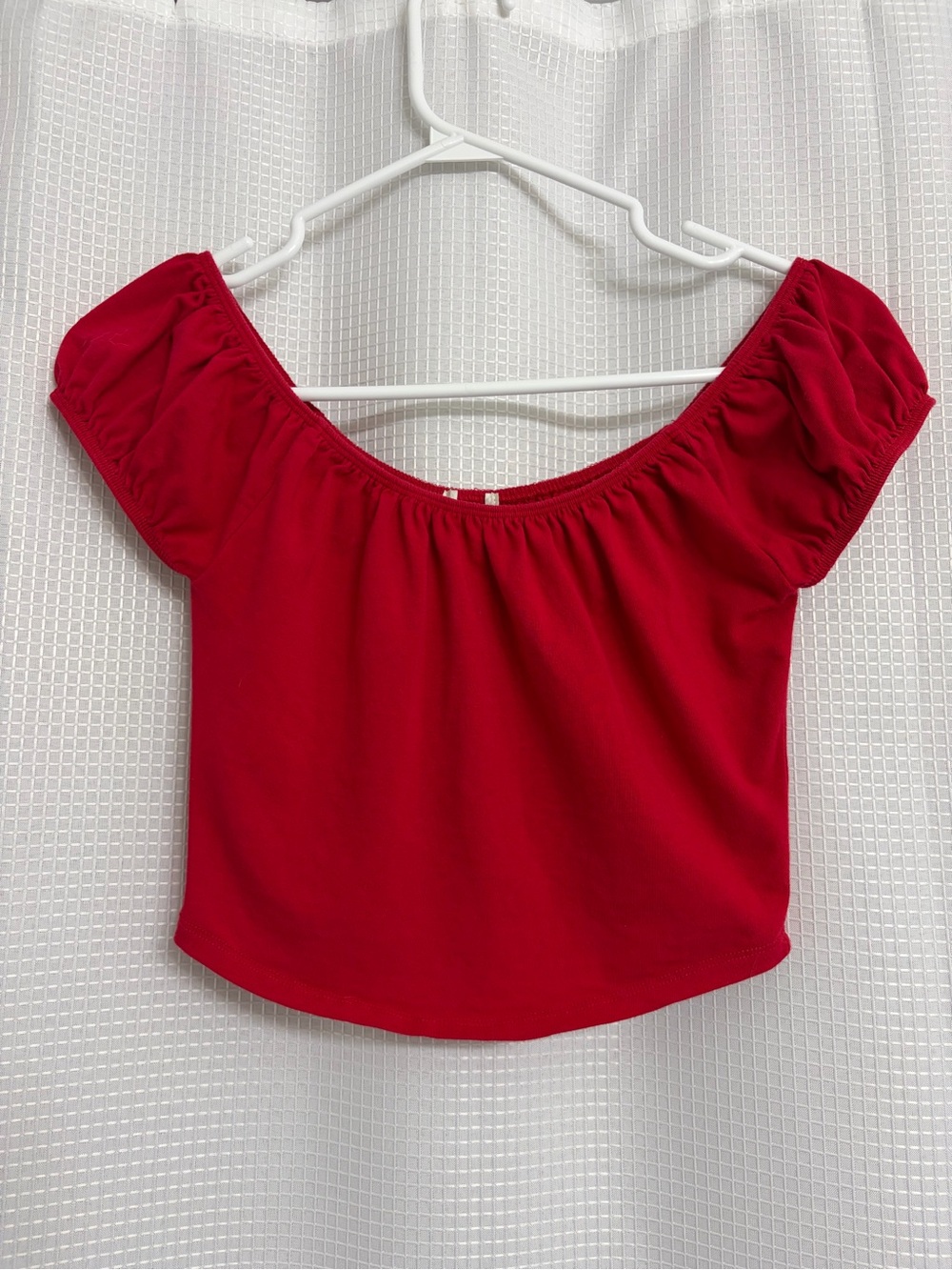 Red Off-Shoulder Stretch Crop Top